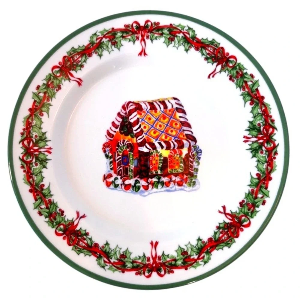 Christopher Radko Holiday Celebrations Gingerbread House Dessert Serve Plate 8in